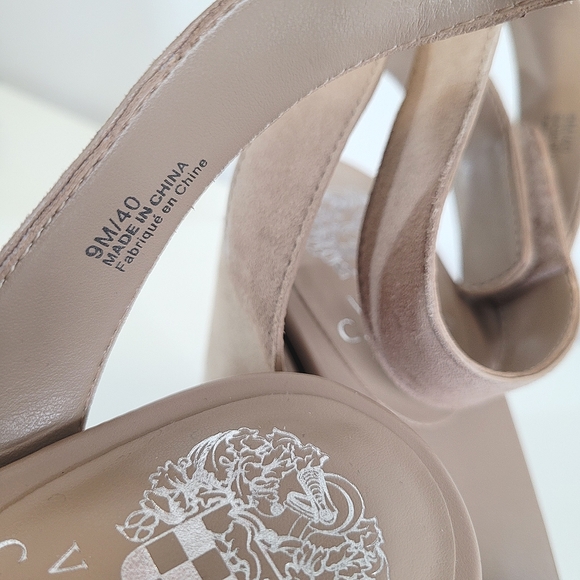 VINCE CAMUTO Varelnta Cream Suede Wedge Sandal - Picture 10 of 13